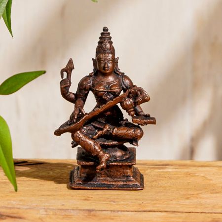 Beautiful Copper Statue of Goddess Saraswati for Decoration