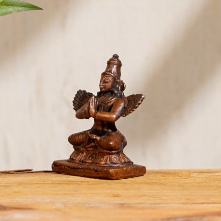 Handmade Lord Garuda Copper Statue in Antique Finish