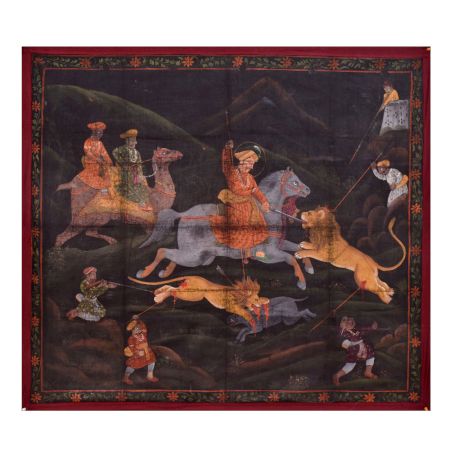 Hunting Scenery Pichwai Painting for Home Decoration