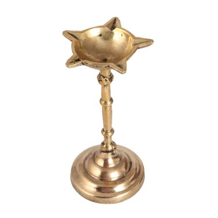 Glossy Brass 5 Jyots Oil Lamp for Decoration