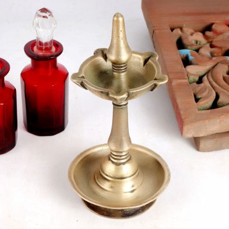 Tempting Brass Oil Lamp from South India