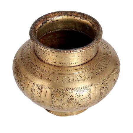 Engraved Brass Holy Water Pot for Decoration
