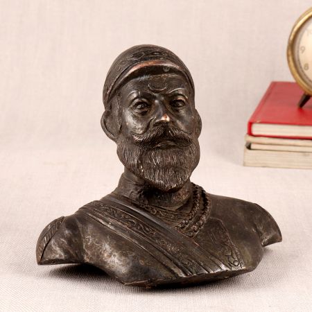 Brass Shivaji Maharaj Bust Statue for Decor