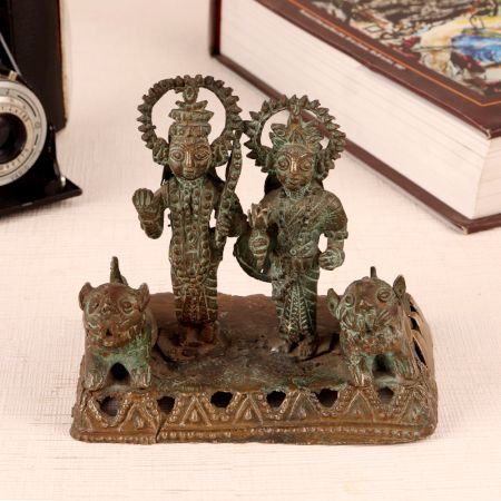 Vintage Brass Lord Ram & Goddess Sita Statue