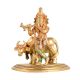 Golden Brass Lord Krishna with Cow Statue