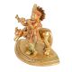 Golden Brass Lord Krishna with Cow Statue