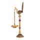 Golden Brass Oil Lamp with Colorful Stones