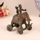 Indian Brass Elephant Statue with Two Riders