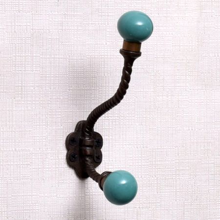 Solid Sea Green Ceramic Iron Hooks