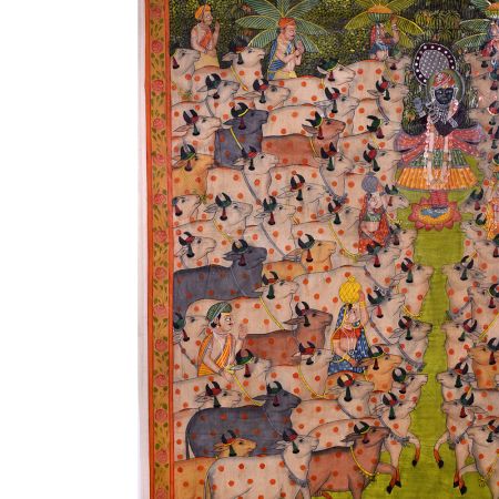 Pichwai Cow Painting  Of  Shreenathji On Sharad Purnima