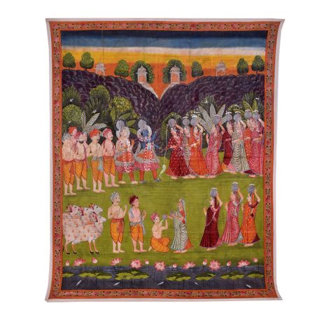 Pichwai Art Paiting Of Krishan Teasing Gopies