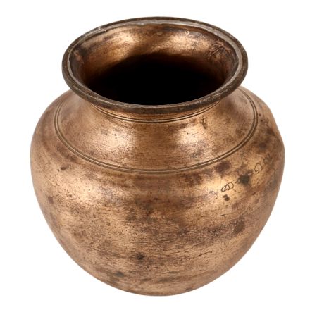 Round Plain Brass Water Pot Lota for Rituals