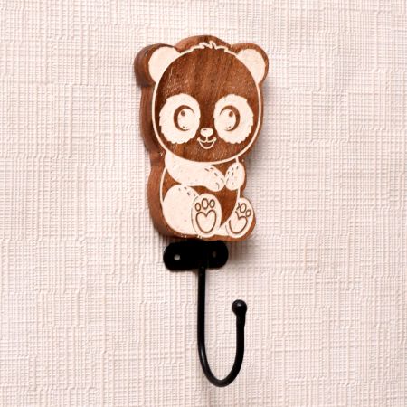 Brown Wooden Panda Wall Hooks