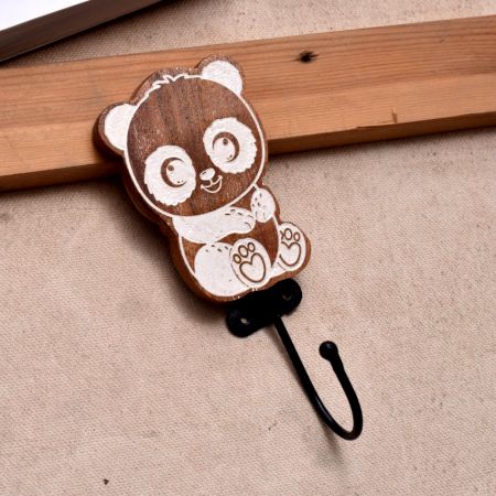 Brown Wooden Panda Wall Hooks