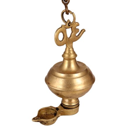Hanging Om Oil Lamp Made of Premium Brass