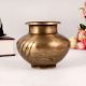 Indian Brass Water Pot Carved with Patterns