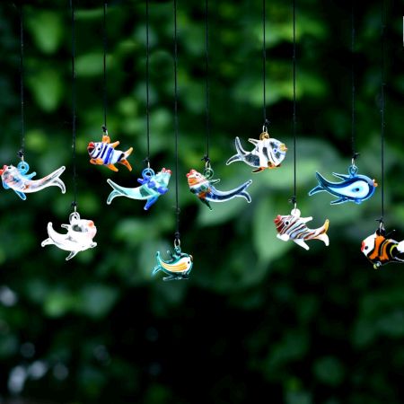 Assotrted Multicolor Glass Fish Christmas Tree Decorations Ornament Set of 10 Pcs