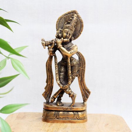 Premium Bronze Lord Krishna Idol for Home Temple