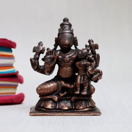 Handcrafted Lord Hayagriva & Goddess Lakshmi Copper Statue