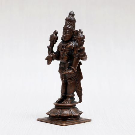 Handmade Lord Vishnu Copper Statue for Worship