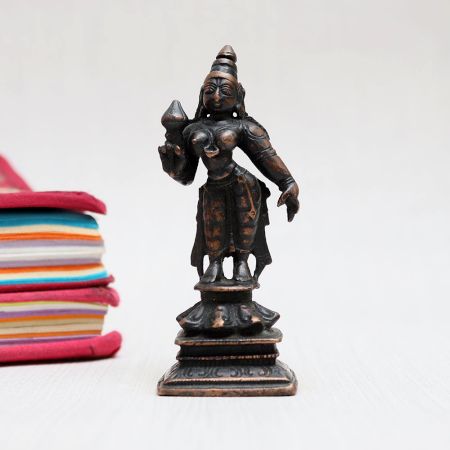 Hindu Goddess Parvati Copper Statue for Prayer Room