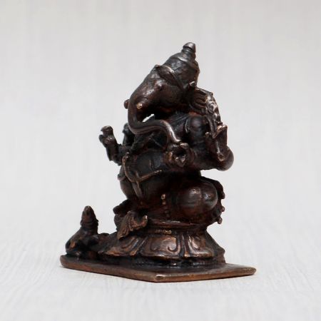 Vintage Copper Statue of Lord Ganesha in Antique Finish