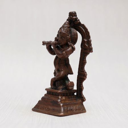 Handcrafted Copper Statue of Lord Krishna for Prayer Room