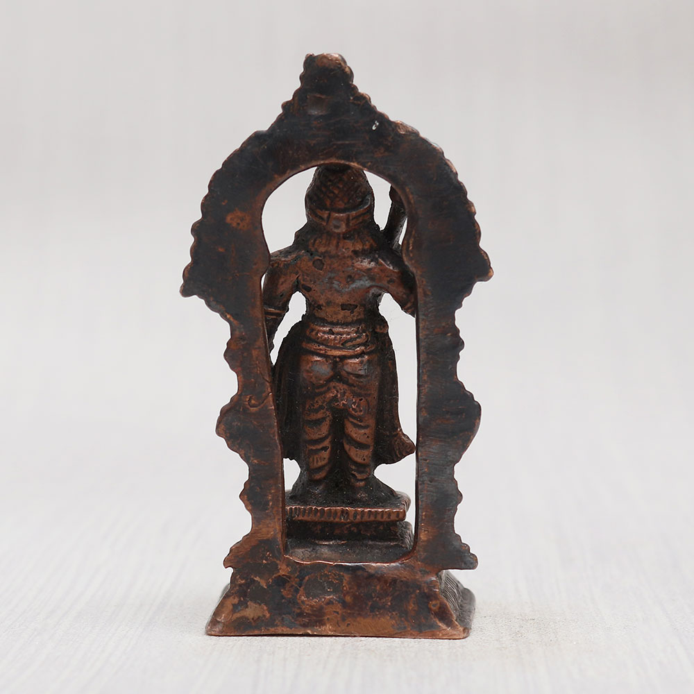 Vintage Copper Lord Balram Statue with Prabhavali for Decor