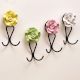 Ceramic Multicolor Flower Wall Hook for Hanging - Set of 4