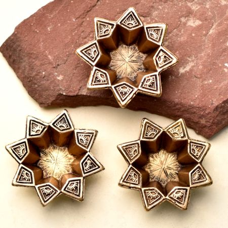 3 Pieces Brass Starry Flower Oil Lamp Diwali Decoration Gift
