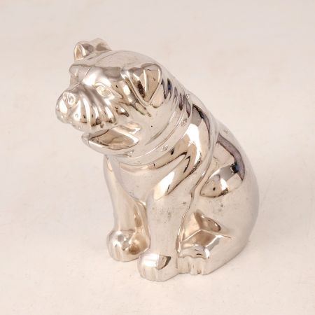 Handmade Small Metal Dog in Silver Shiny Finish