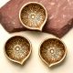 3 Pieces Festival Big Flower Engraved Diya Oil Lamp