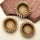 3 Pieces Brass Oil Lamp Round Sun Flower Shaped Deepak