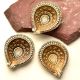 Pack of 3 Brass Flower Engraved Oil Lamp Diwali Gift