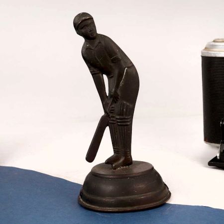 Vintage Brass Player Statue Playing Cricket for Home Decor