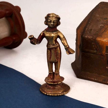 Small Brass Statue of Goddess Radha for Worship