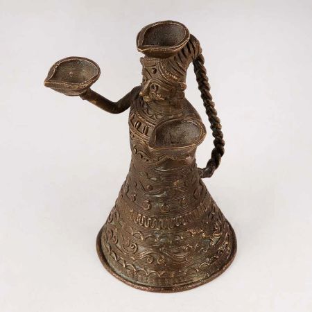 Vintage Doll Brass Oil Lamp in Antique Brown Finish