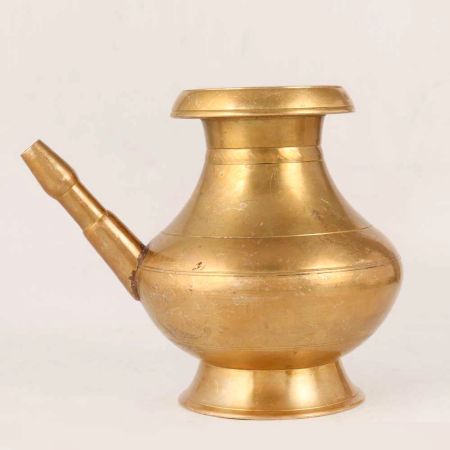 Glossy Golden Brass Water Pot with Spout