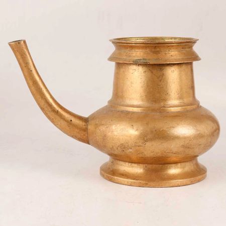 Golden Finish Brass Water Pot with Spout for Decor