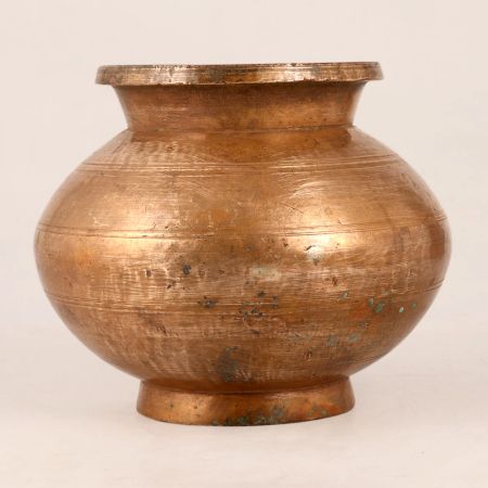 Antique Brown Brass Water Pot for Hindu Rituals