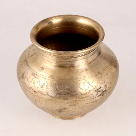 Premium Brass Engraved Water Pot for Decoration