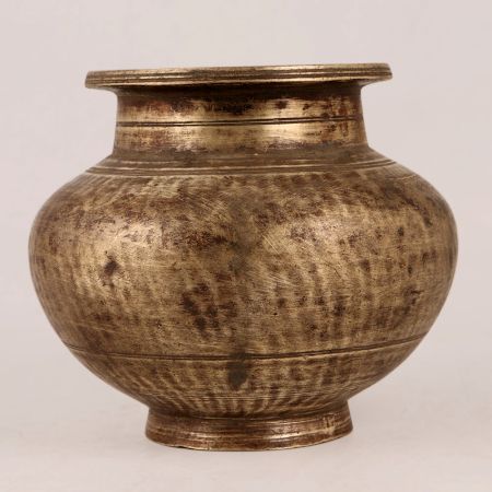 Antique Brown Brass Holy Pot in South Indian Art