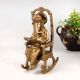Vintage Brass Lord Ganesha Sitting on Moveable Chair Statue