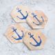 Handmade Wooden Coasters Engraved with Anchor - Pack of 4