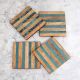 Brown and Blue Pattern Wooden Coasters - Pack of 4