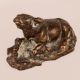 Handcrafted Brown Ox Statue Made of Brass