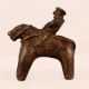 Brown Brass Horse Statue with Rider in Folk Art