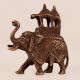 Handmade Copper Statue of Elephant with Howdah for Decor