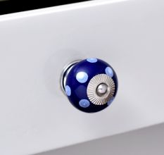 Navy Blue White Polka Dot Knob