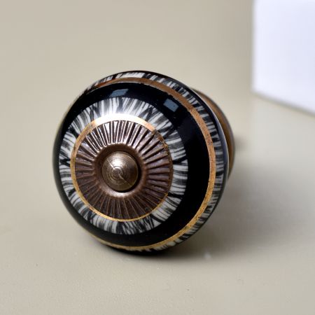 Hand Painted Black Design Ceramic Knob
